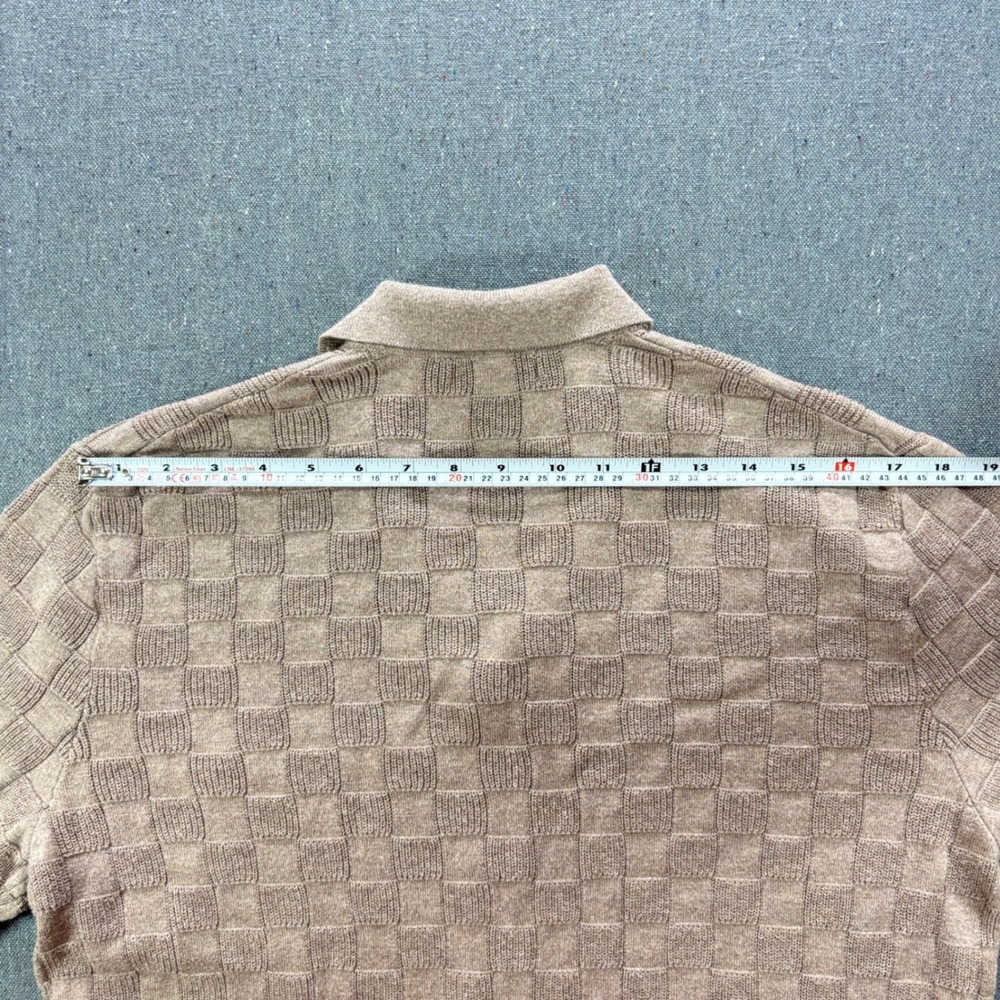 Art of Rhetoric Mens Large Tan Checkerboard Knit Short Sleeve Button Up Shirt - Picture 8 of 8